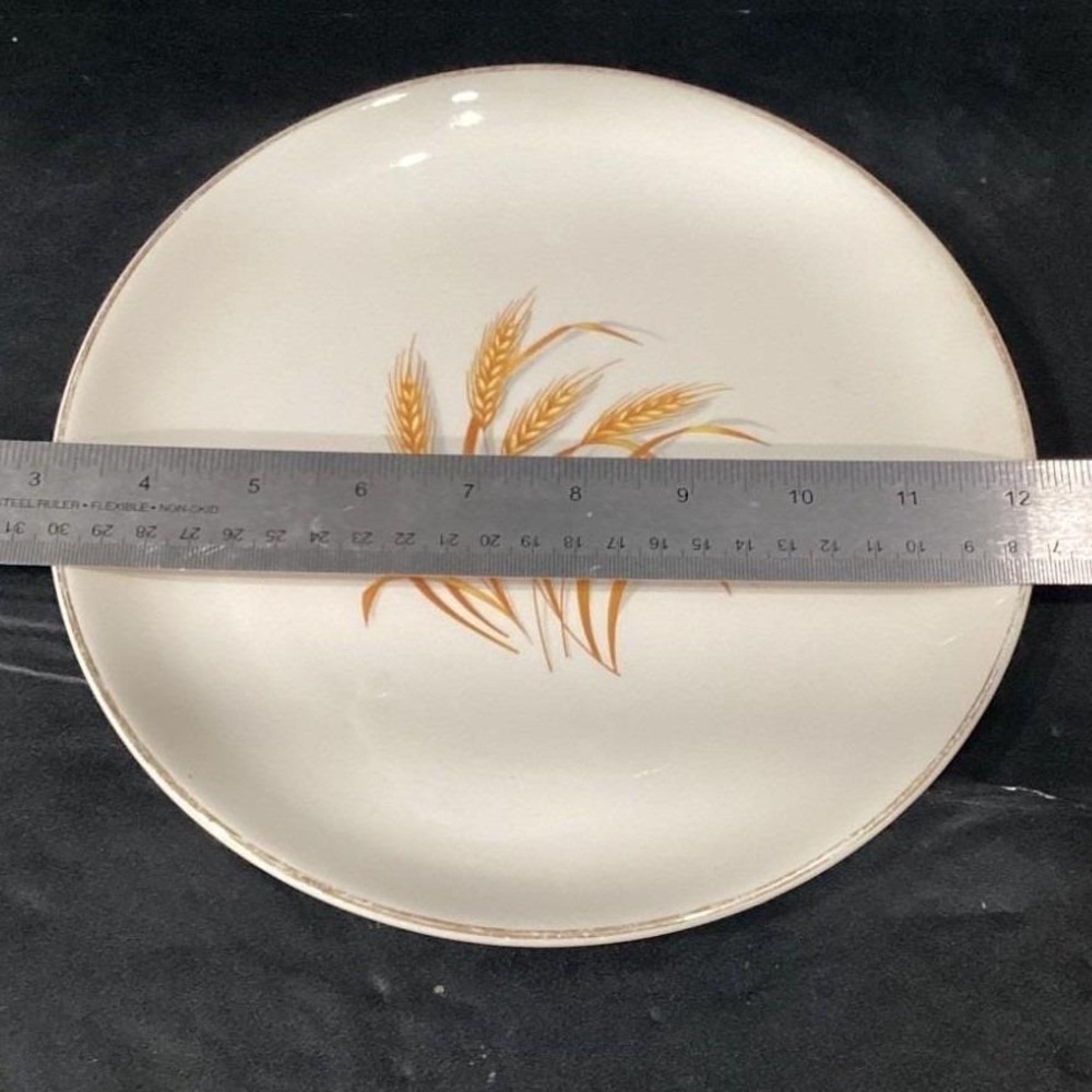 Homer Laughlin Golden Wheat Dinner Plates, Set of 4, Vintage Mid-Century Ceramic - Picture 2 of 11